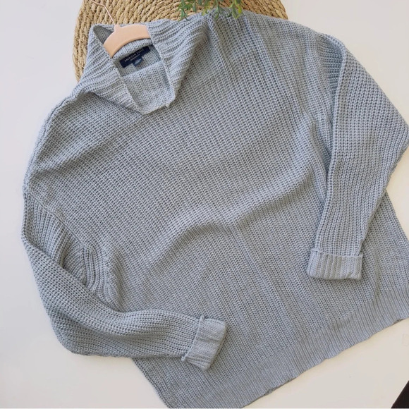 AMERICAN EAGLE‎ Light Blue Knit Mock Neck Sweater Size S\XS - Picture 2 of 13